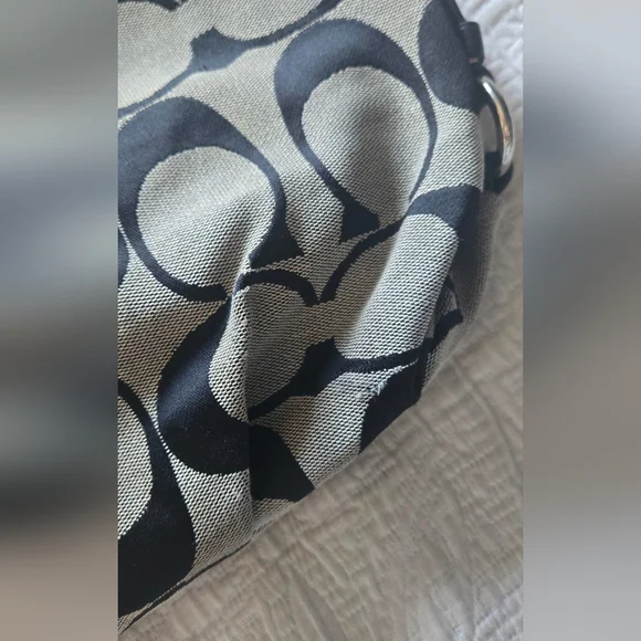 Coach Signature Canvas Shoulder Bag in Black and Gray - Picture 5 of 11